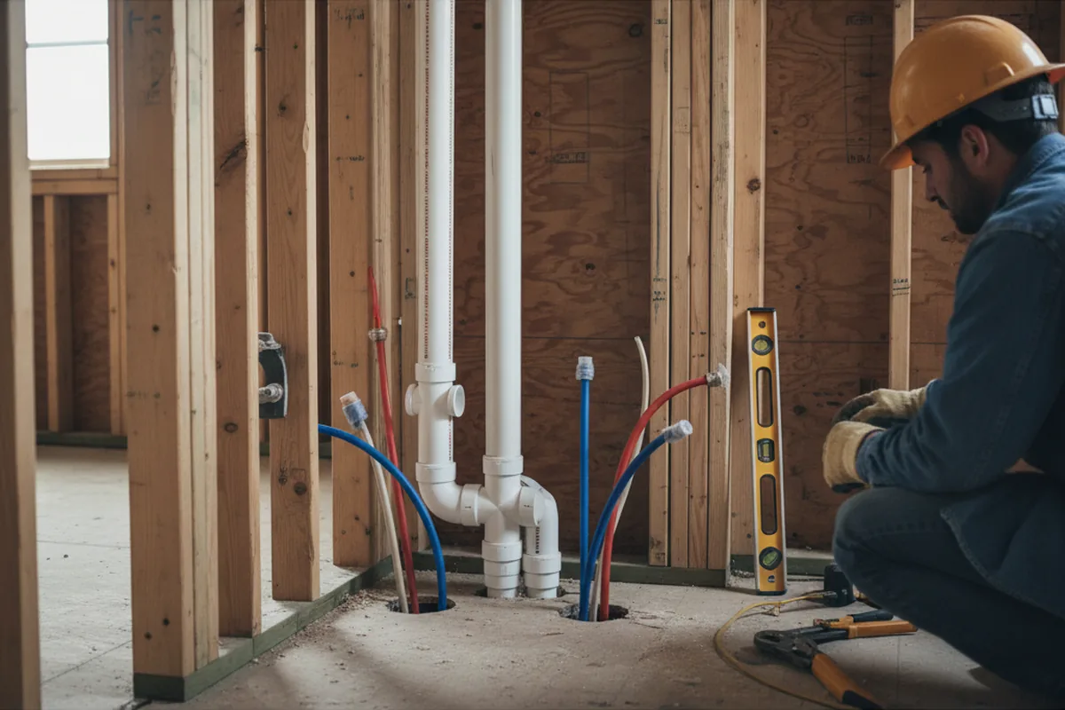 Drain and supply rough-in during Drain Cleaning in Marshville